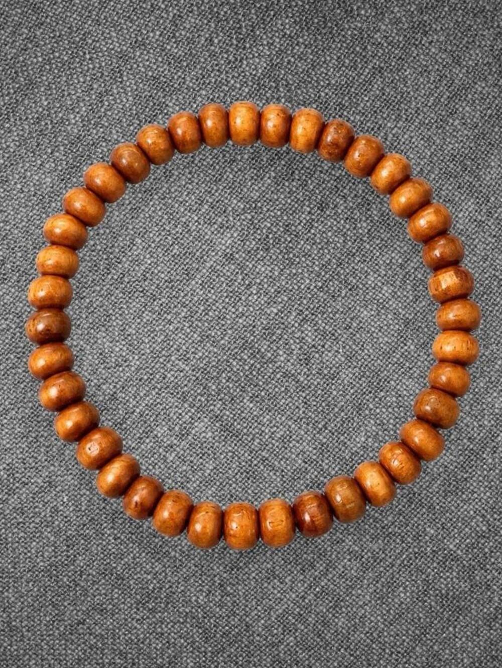 Brown Wooden Beaded Stretch Bracelet Minimalist Boho